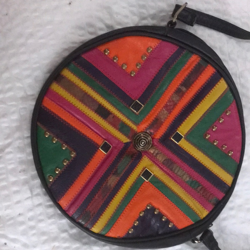 Vtg 80s Multicolor Handbag Purse